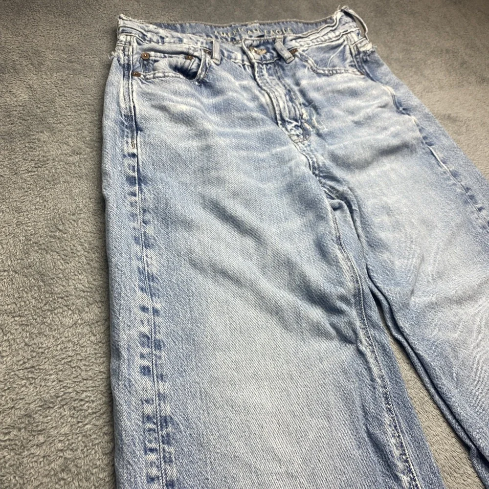 American Eagle Jeans Womens Size 0 Blue Super High Rise Baggy Wide Leg, Denim - Picture 4 of 16